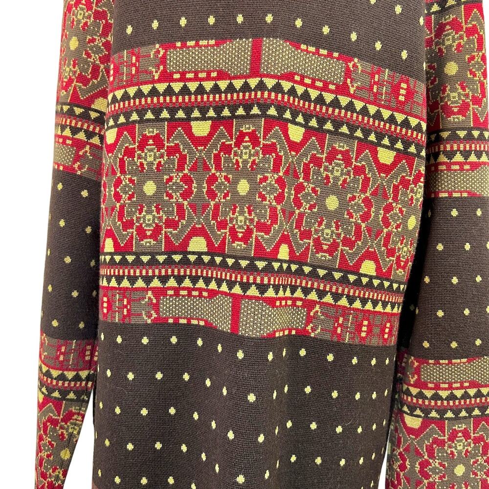 Icelandic 100% Merino Wool Cardigan Duster Nordic Fair Isle Ski Cabin Luxury XL - Picture 7 of 12